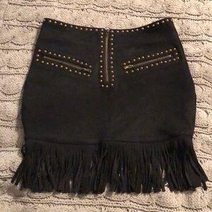 Fashion Nova black fringe skirt